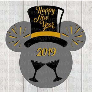 SVG DXF File for Happy New Year Mickey