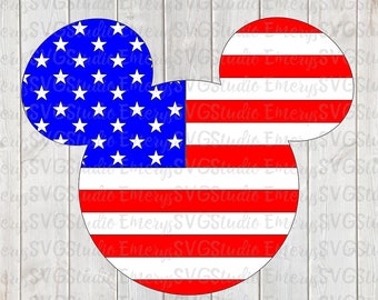 SVG DXF File for American Flag Mickey Mouse