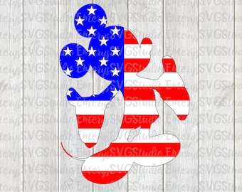 SVG DXF File for American Flag Mickey Silhouette