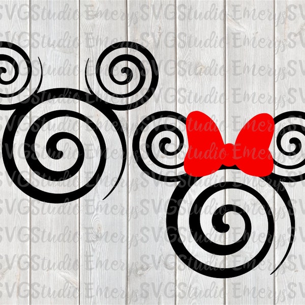 SVG DXF File for Swirl Mickey Minnie
