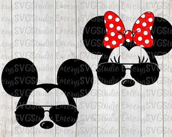 SVG DXF File for Mickey and Minnie with Aviator Sunglasses