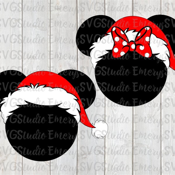 SVG DXF PNG Pdf-bestand voor Kerstmis Santa Mickey en Minnie