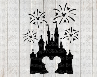 SVG DXF JPEG Pdf  File for Mickey Mouse Castle Fireworks Patriotic Display