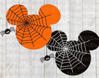 SVG for Spooky Halloween Mickey with Spiderwebs