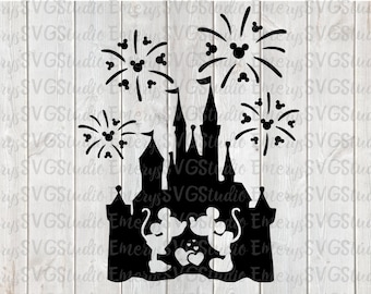 SVG DXF JPEG Pdf  File for Mickey Minnie Castle Fireworks