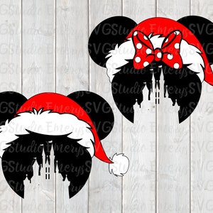 SVG DXF PNG Pdf File for Christmas Santa Mickey and Minnie