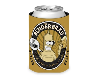 Can Cooler, Bender Ale From Futurama Beer Cooler Fun And Awesome, Drink Sleeve, Beverage Holder, Insulated Coozie, Novelty Gift, Beer Lover