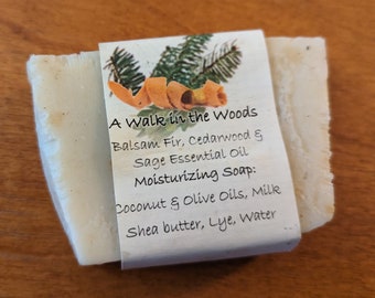 Handmade "Walk in the Woods" Scent Soap - Balsam Fir, Cedarwood & Sage - a Luxurious Moisturizing Soap, for men, women, and everyone else.