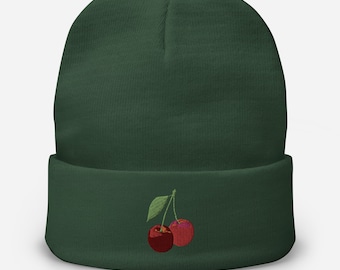 Gorro bordado con cerezas