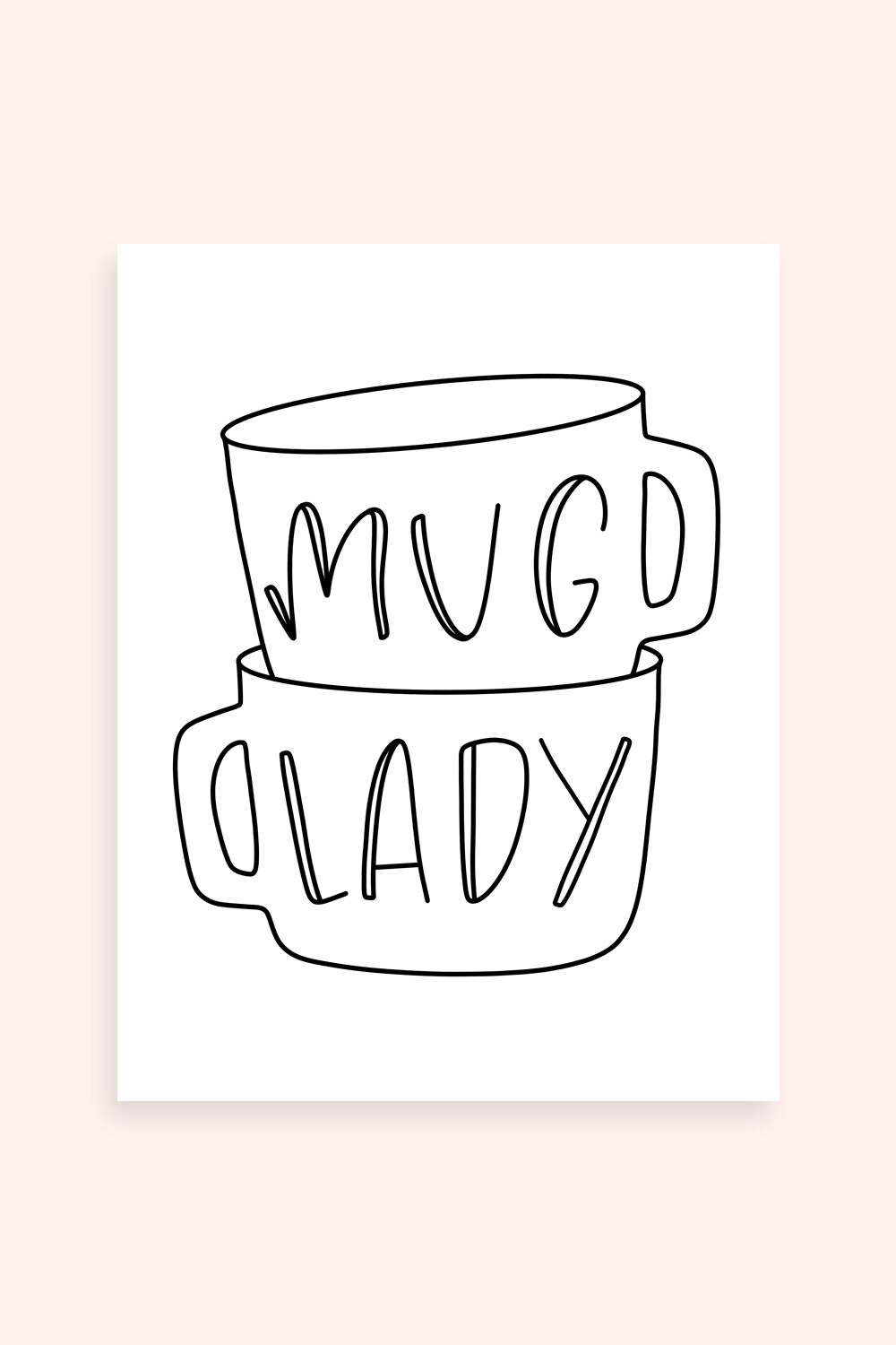 Coffee mugs coloring page printable coloring page digital | Etsy