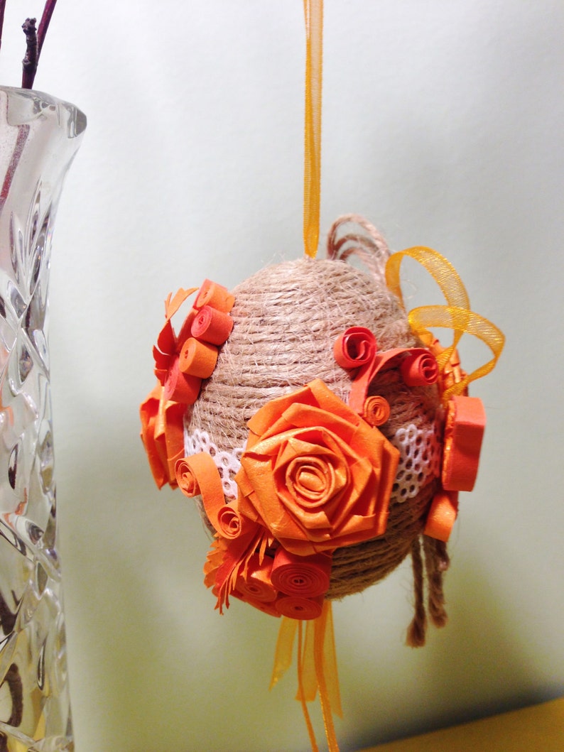 Jute Easter Egg Easter Home Decor. Easter Decorations Handmade Easter Tree Egg Quilled Easter Egg Easter Ornaments Qulling Easter Egg