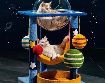 Outter Space Cat Tower Play system for Kittens. Cat Climing toy Gift. Cat Bed Planet Scratching Post