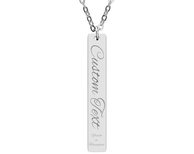 Personalized Vertical Bar Necklace with Engraving, Custom Jewelry Gift, Unique Keepsake, Minimalist Style, Perfect for Special Occasions