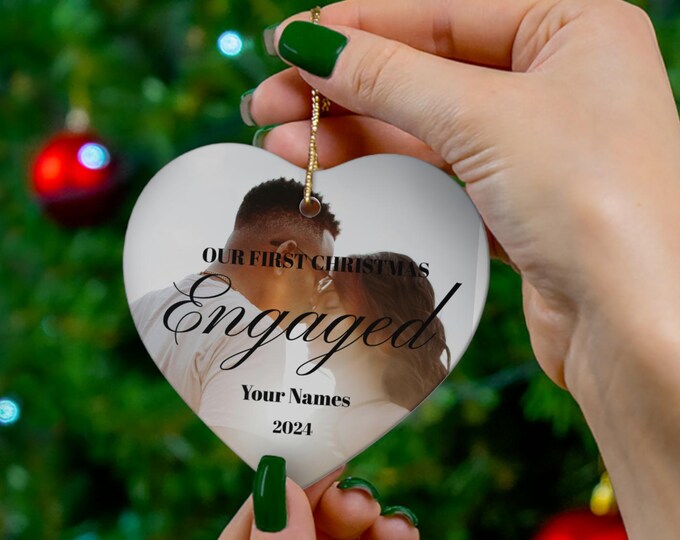 Engaged Christmas Ornament | Custom Couple Gift, First Christmas Together, Personalized Holiday Decor, Newlywed Keepsake, Unique Engagement