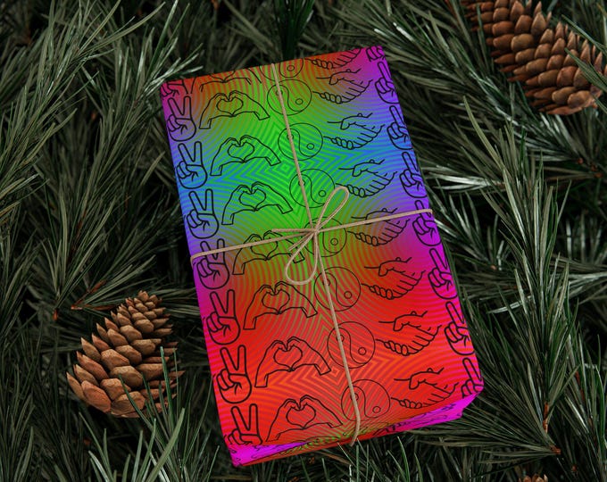 EDM Christmas Wrapping Papers, PLUR Rainbow Gift Wrap for Party-Goers, Music Lovers, Young Adults, Festive Holiday Theme, Vibrant Gift Wrap