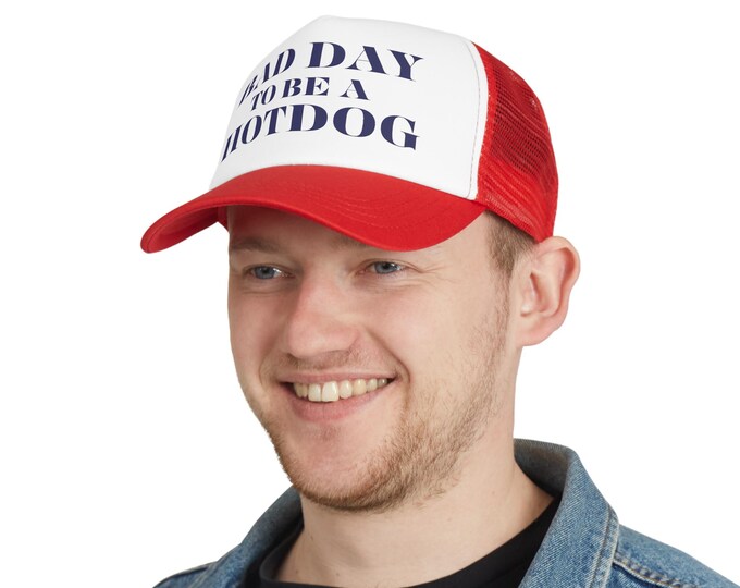 Printed Funny Mesh Cap with 'Bad Day to Be a Hotdog' for BBQs, Outdoor Events, Father's Day Gifts, Summer Fun, Casual Wear, Gift Ideas