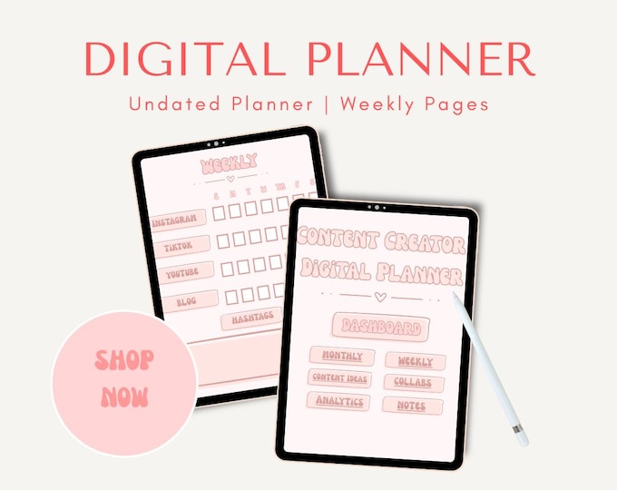 Digital Content Creator Planner | Social Media Planner for Influencers | GoodNotes & iPad Hyperlinked Digital Journal