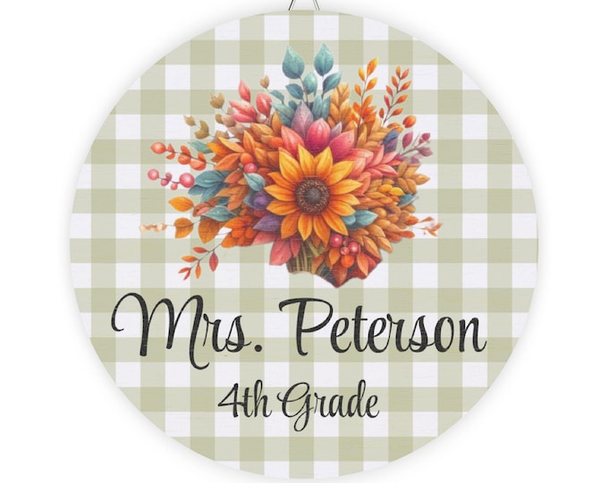 Personalized Teacher's Wood Sign | Mrs. Peterson 4th Grade Decor, Classroom Wall Art, Back to School Gift, Rustic Home Décor, Teacher [...]