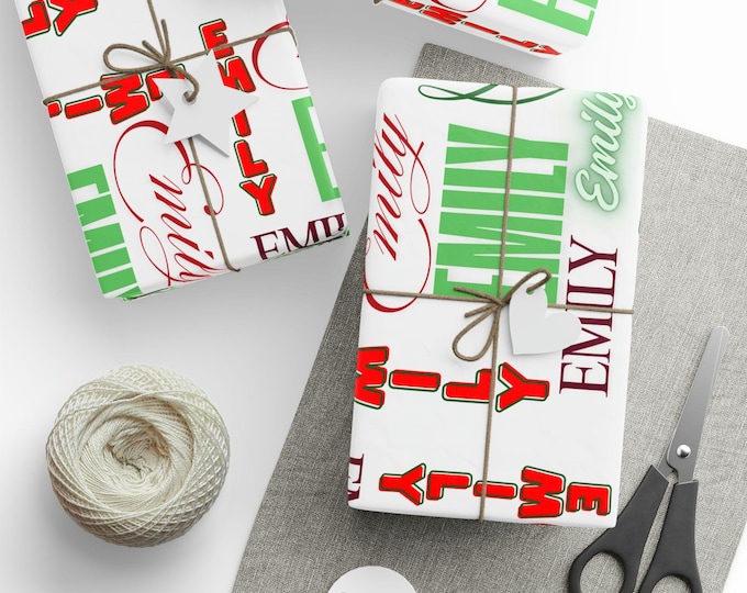 Personalized Holiday Wrapping Paper, Festive Gift Wrap for Family Celebrations, Custom Name Gift Wrapping, Christmas Decor, Birthday Parties