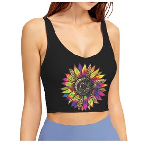 Colorful Sunflower Sports Bra - Workout Gear, Gym Apparel, Outdoor Fitness, Yoga Top, Activewear