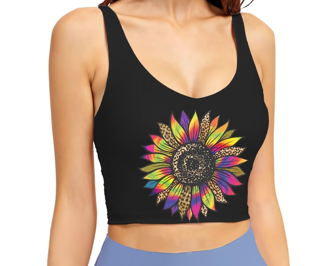 Colorful Sunflower Sports Bra - Workout Gear, Gym Apparel, Outdoor Fitness, Yoga Top, Activewear, Festival Wear