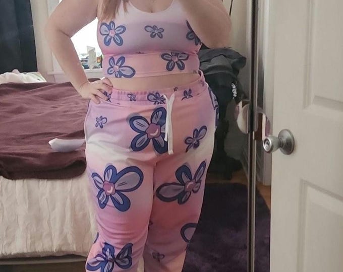 Colorful Flower Print Joggers - Cozy Athletic Pants for Spring and Summer, Lounge Wear, Gift for Her, Flower Power, Casual Comfort