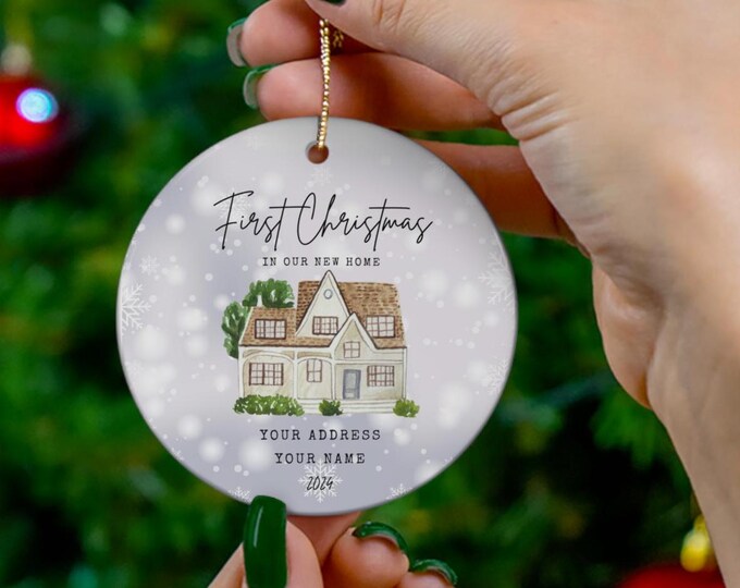 Ceramic Ornament - Our First Home Christmas Ornament, Keepsake Holiday Decoration, Housewarming Gift, Tree Ornament, Xmas Decor, 2 Shapes