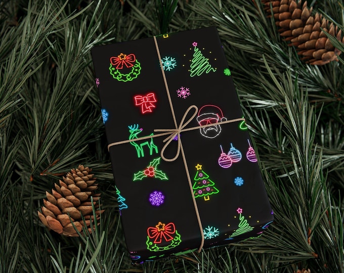 Electric Yuletide Neon Wrapping Paper