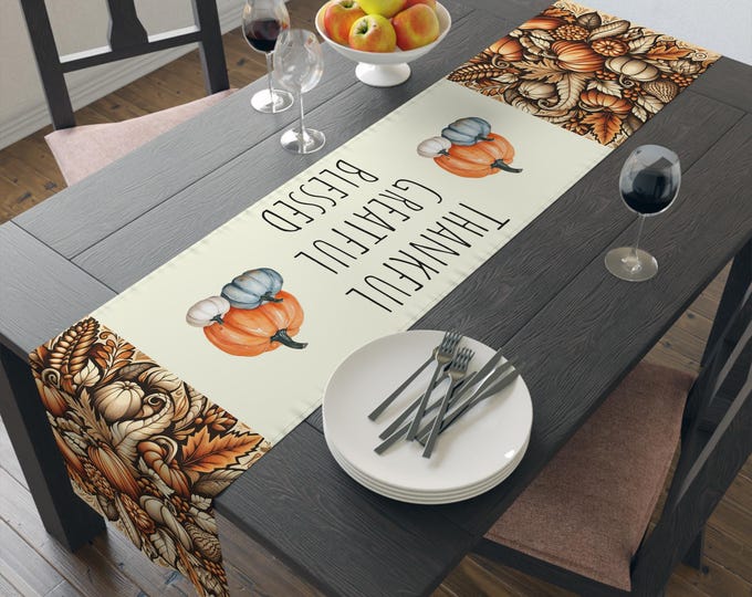 Fall Harvest Table Runner: Thanksgiving Autumn Home Decor