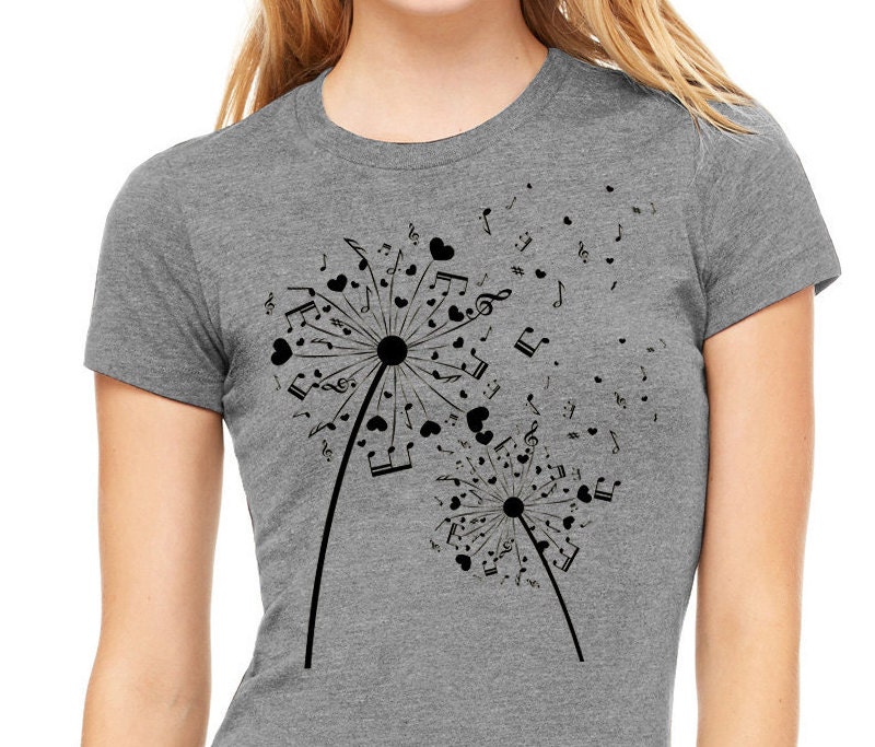 Music T-shirt Dandelion Made of Music Symbols Notes and - Etsy