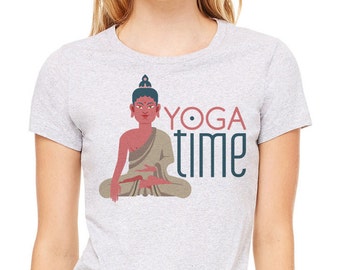 Yoga shirt, Yoga time t-shirt, yoga t-shirt, heather gray t-shirt, women's t-shirt, gray tee, Yoga, Yoga shirt, Yoga tee, Yoga Clothing