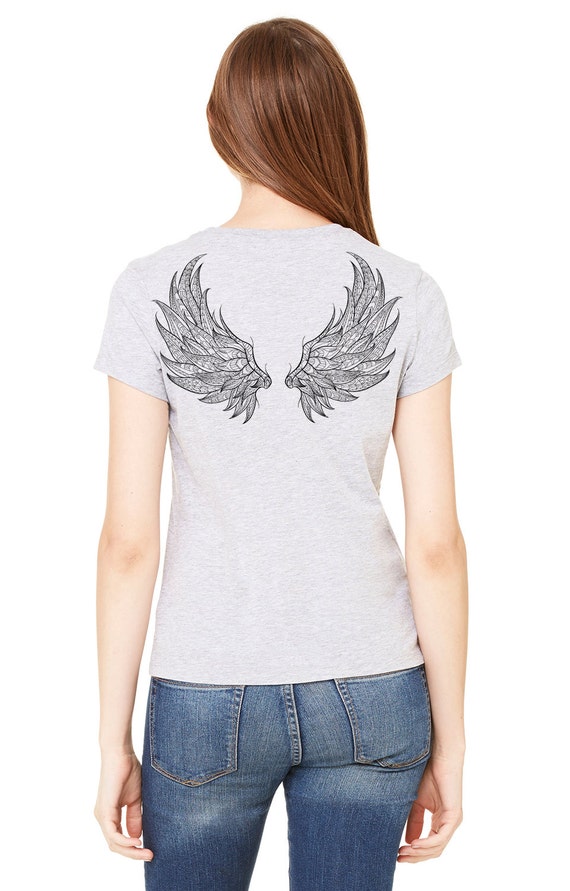 t shirt with angel wings on back