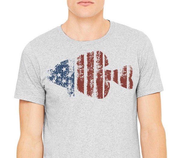 July 4t T-shirt, Gray T-shirt,man's T-shirt, Patriotic Shirt, American Flag,  American Flag Shirt, Fishing Shirt,crappie Fishing,fish T-shirt 