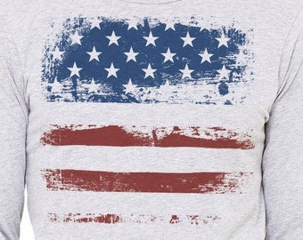 US flag shirt printed on a long Sleeve t-shirt, Women's t-shirt, Men's t-shirt, Unisex t-shirt, Long Sleeve t-shirt, American Flag t-shrt