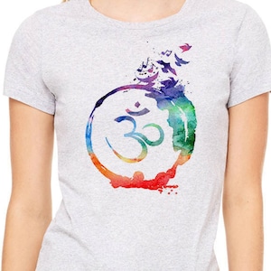 Yoga shirt, Om symbol, Yoga t-shirt, Yoga tee, Yoga Clothing, Om symbol t-shirt, women&#39;s t-shirt, gray tee, sport tee, gym tee, gym shirt