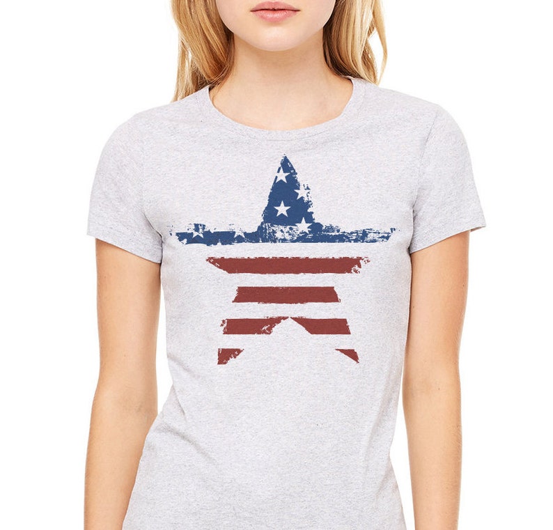 Women's American Flag Baseball Tee - 4th Of July Patriotic Shirt, Black Short Sleeve Top - View #6