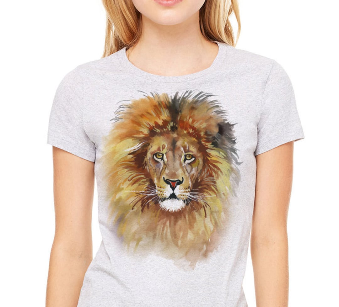 Lion T-shirt, Lion Tee, Lion Shirt. Colorful Watercolor Image of Lion ...