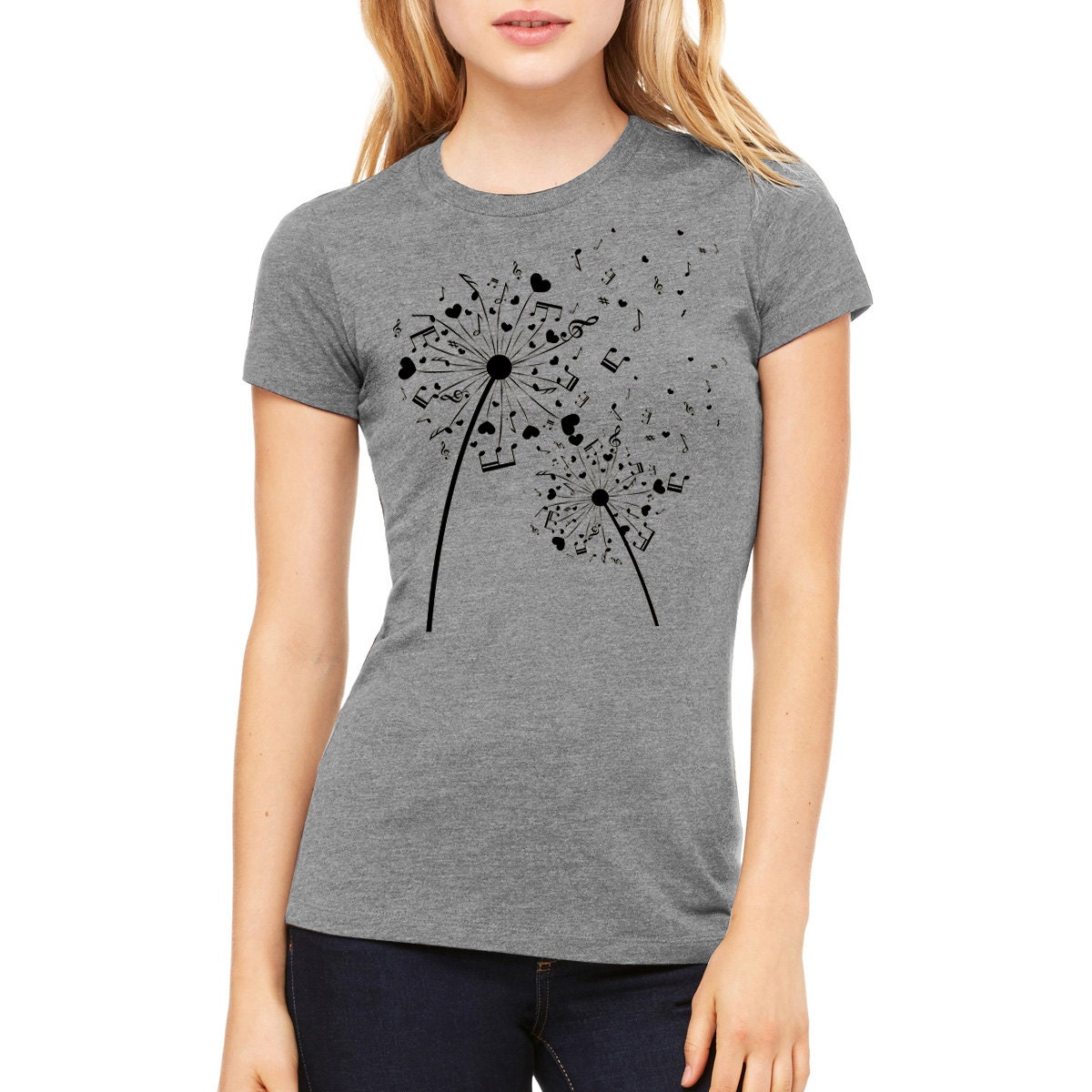 Music T-shirt Dandelion Made of Music Symbols Notes and - Etsy