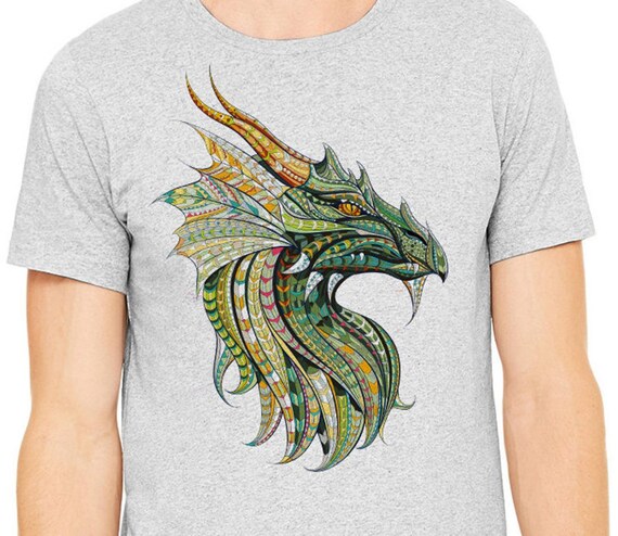 Dragon Shirt, Colorful Image of Dragon Head Printed on a