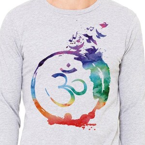 Yoga shirt, Om symbol, Yoga t-shirt, Yoga tee, Yoga Clothing, Om symbol t-shirt, Long Sleeve t-shirt, gray tee,sport tee, gym tee, gym shirt