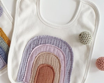 Baby Lätzchen Bio Baumwolle Regenbogen Babylätzchen Mädchen Boho