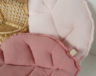 Blatt Kissen -midi- Kinderkissen Musselin rosa Pastell Rosé Musselinkissen Blattkissen Mädchenzimmer