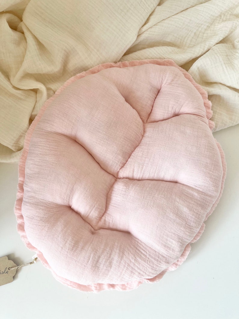 Leaf pillow midi children's pillow muslin pink pastel rosé muslin pillow leaf pillow girl's room image 3
