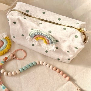 Knickknack bag PENCIL CASE SLIPPER CASE colorful green mint yellow pouch rainbow make-up bag toiletry bag organic fair trade dots