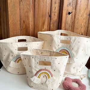 Utensilo fabric basket rainbow dotted terracotta unisex toy basket colorful diaper basket toy basket children&#39;s room