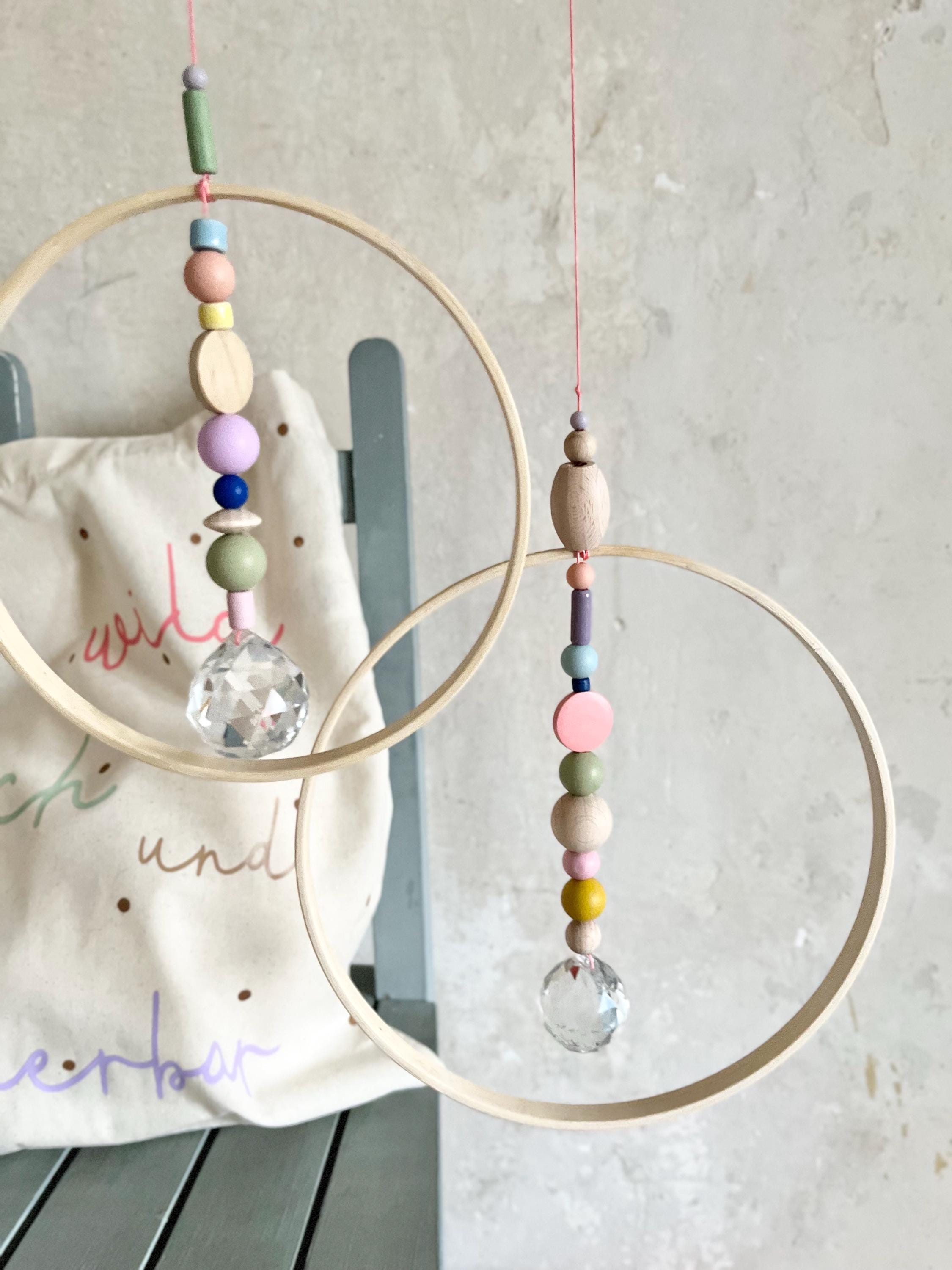 Suncatcher rainbow crystal colorful mobile wooden balls prism children's room suncatcher wooden ring colored bright lilac blue green