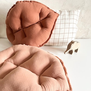 Handmade muslin leaf pillow – cuddly pillow for the children&#39;s room brown tones