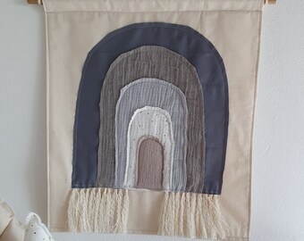 Regenbogen Wandbehang Boho Kinderzimmer grau