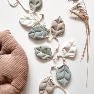 Leaf garland garland fabric leaves mint sage green linen cord leaf garland leaf green house bed children's room