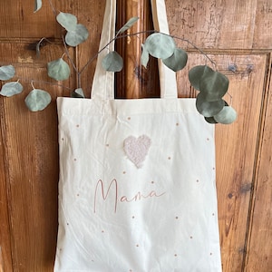 Mama Stofftasche mit Name personalisiert fairtrade Kupfer gepunktet Tasche Wechselkleidung Herzensmensch Geschenk Muttertag